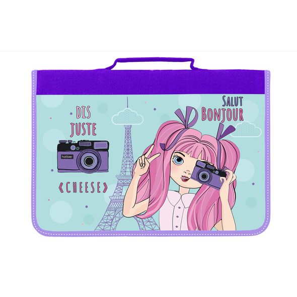 Папка для тетрадей А4ф Hatber С РУЧКОЙ на молнии конгрев -Романтичный париж-  в индив.упак. , 